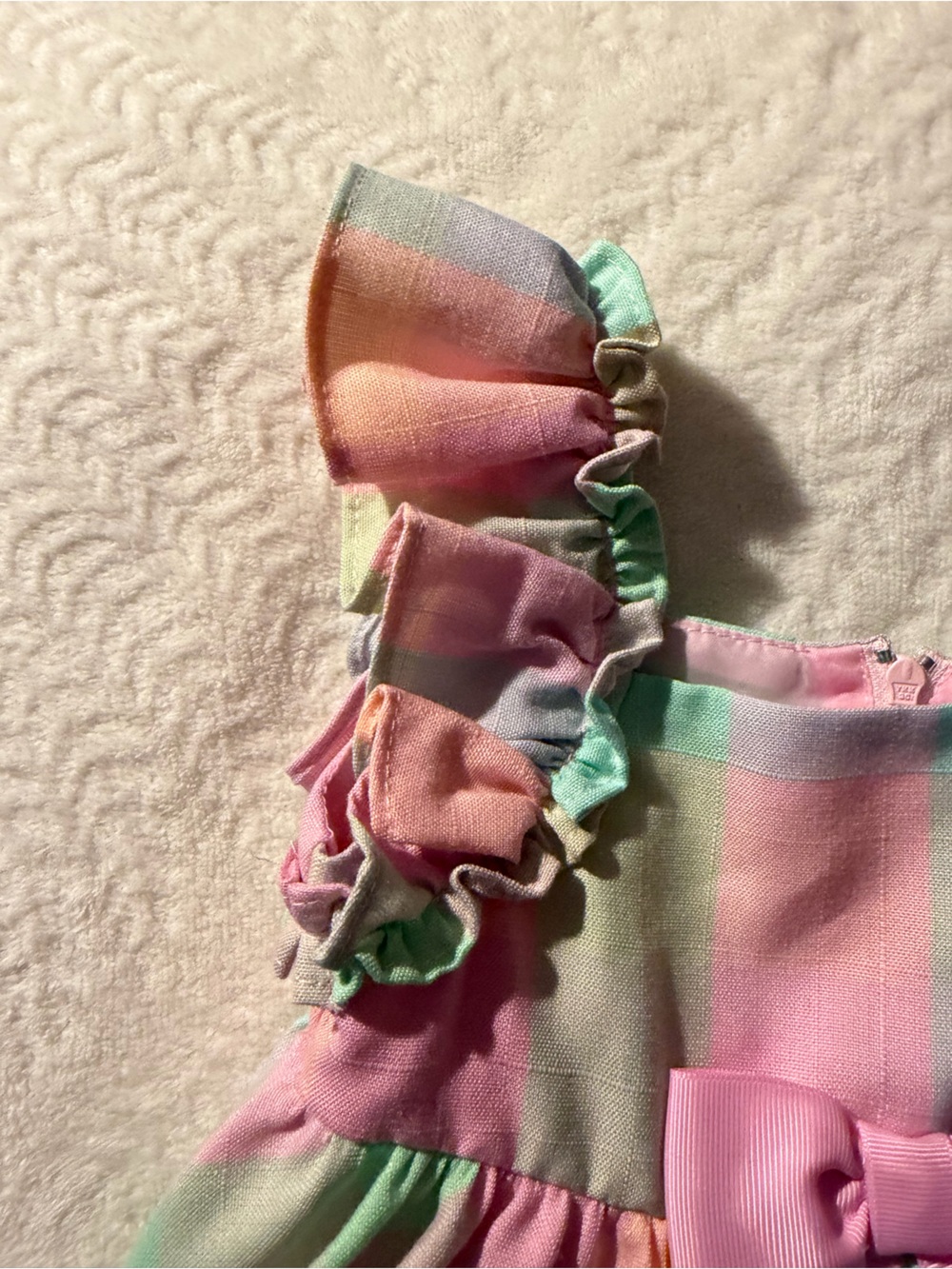 NWT Bonnie Baby 3-Piece Pastel Plaid Dress Set with Headband - 18M - Picture 6 of 11